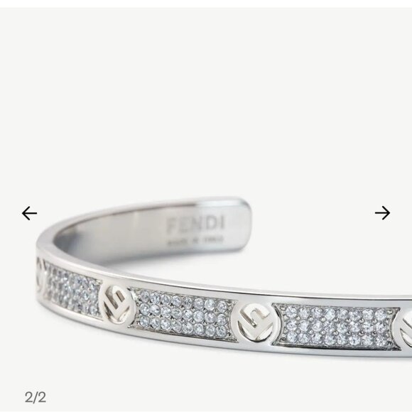 FENDI | F Is Fendi Bracelet silver Crystals Open Cuff - Picture 2 of 7